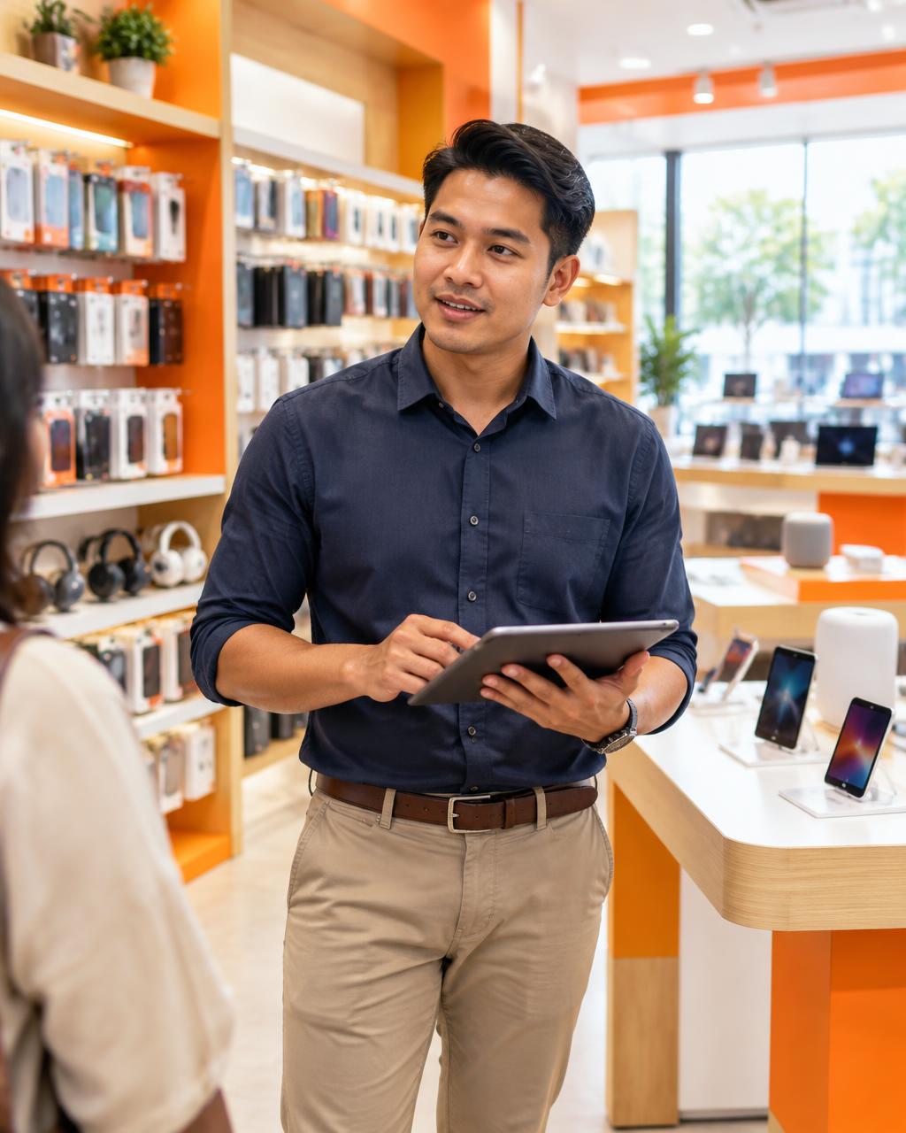 Bizcode field salesperson in an electronics store